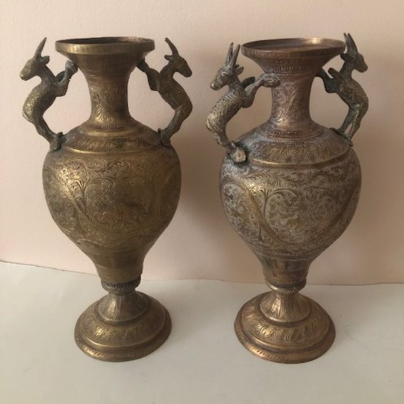Antique Oriental Bronze Vases with animal's handles. Set of 4. Hindy. gods. - Picture 13 of 15